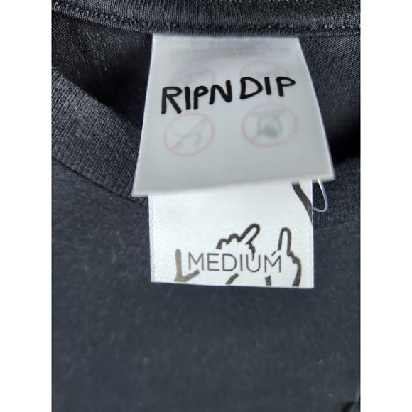 RIPNDIP Black Pocket T Shirt Cat Palm Tree Graphic Tee Medium - Picture 5 of 12